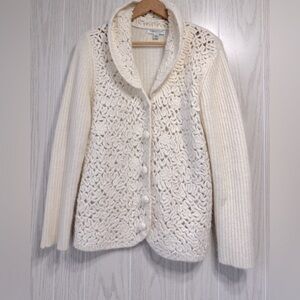 Coldwater Creek Sweater Wool Angora Rabbit Crochet Sz Medium EUC